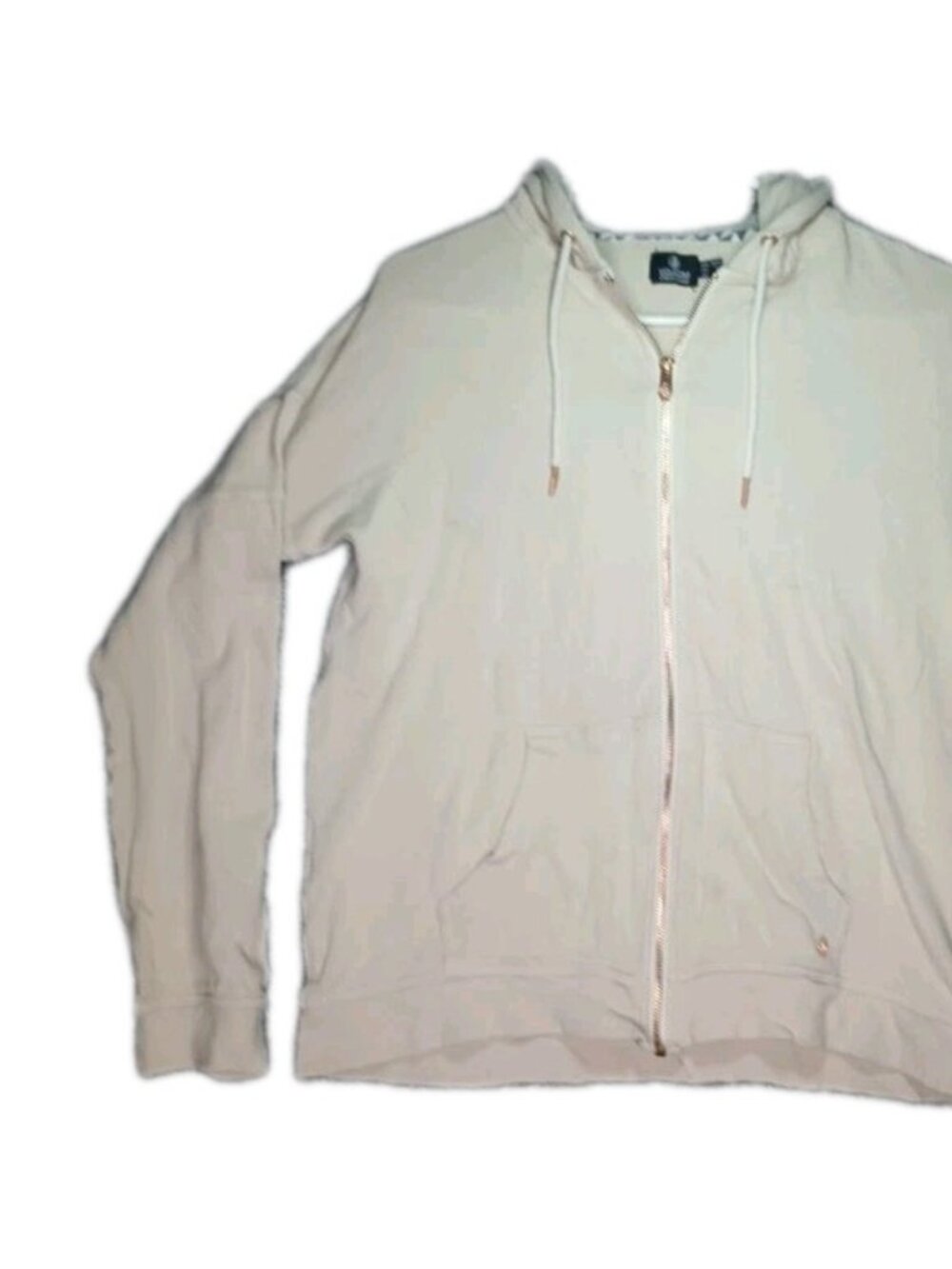 Volcom Lived In Lounge Zip Up Hoodie Womens Small Cream Rose Gold Fleece Skate